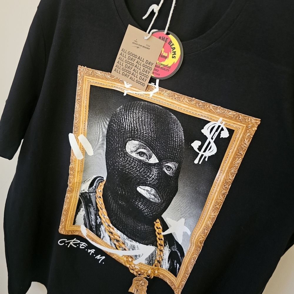 Masked Portrait Black Graphic T-Shirt - Picture 4 of 5